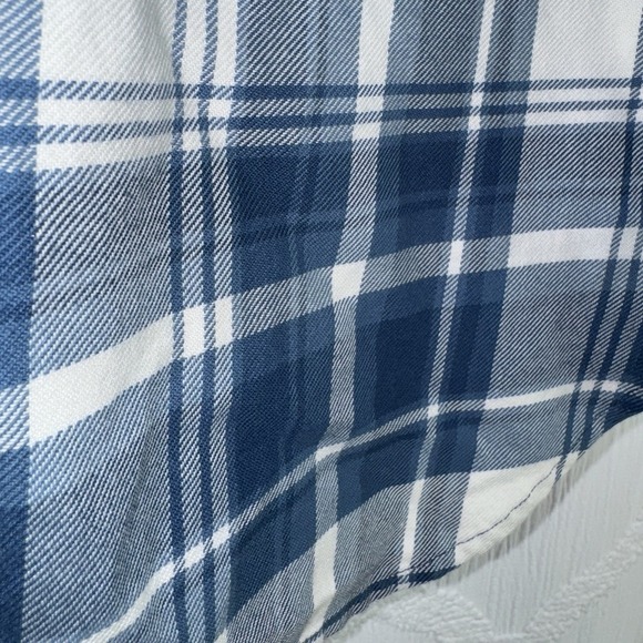 POLO RALPH LAUREN Dian Blue/White Plaid Women's Medium 3/4 Puff Sleeves Shirt - Picture 16 of 16